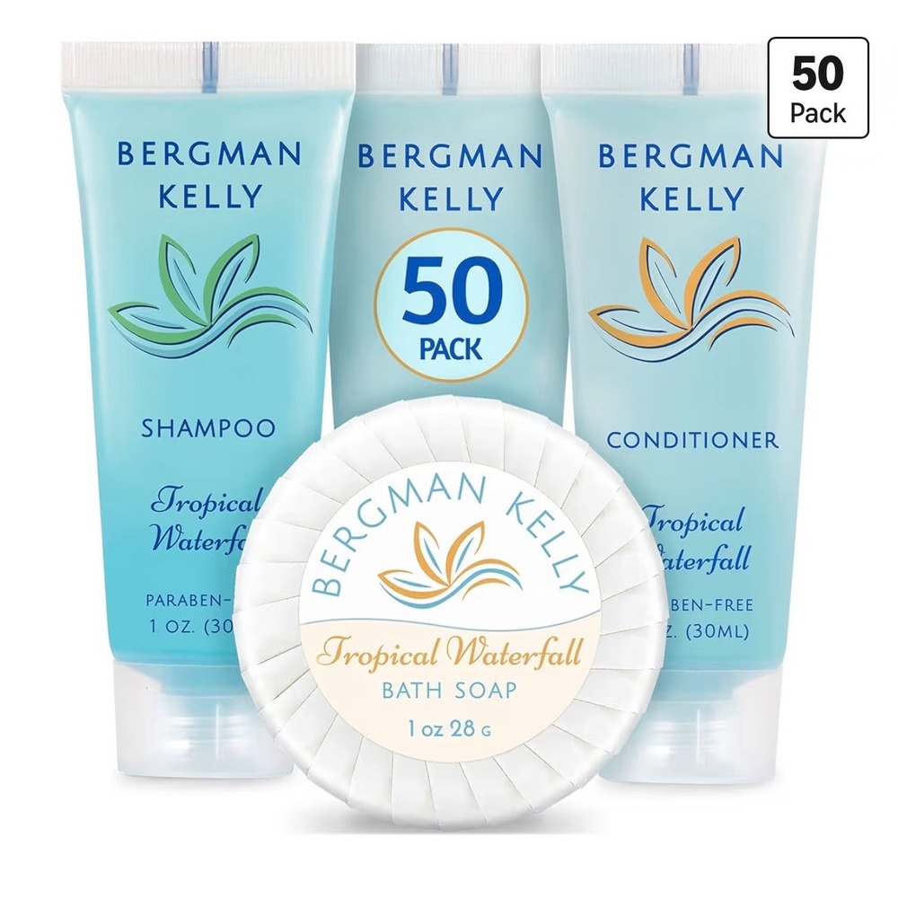 Bergman Kelly Tropical Waterfall Toiletries 32pc Set & Strokes Beauty Sponges